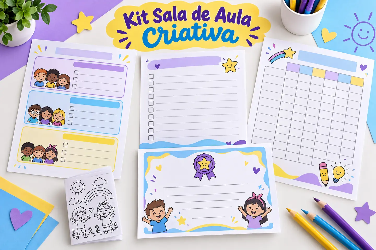 Capa ilustrativa do Kit Sala de Aula Criativa com planejamento e diploma